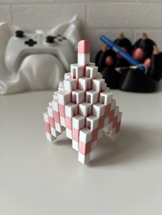 Figurka Kwadratowa sensoryczna 3d, Biało-różowa SILK