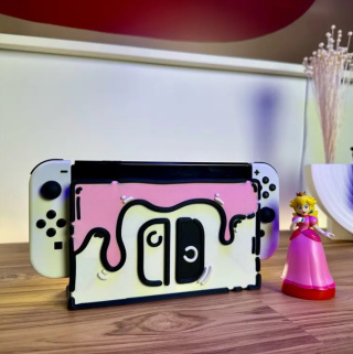 Obudowa przednia do Nintendo Switch OLED & Classic DOODLE, Biało-różowy