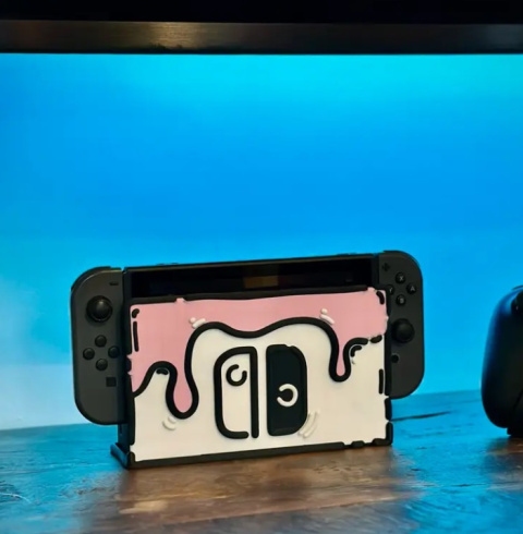 Obudowa przednia do Nintendo Switch OLED & Classic DOODLE, Biało-różowy Obudowa przednia do Nintendo Switch OLED & Classic DOODLE, Biało-różowy