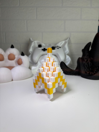 Figurka Kwadratowa sensoryczna 3d, Biało-żółta SILK