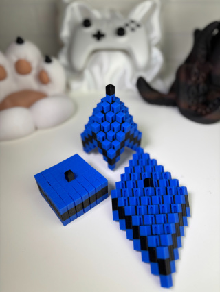 Figurka Kwadratowa sensoryczna 3d, Czarno-Niebieska