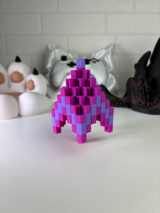 Figurka Kwadratowa sensoryczna 3d, Fioletowa-Fuksja