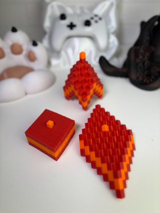 Figurka Kwadratowa sensoryczna 3d, Czerwono-Pomarańczowa