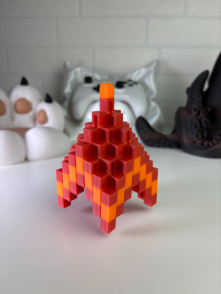 Figurka Kwadratowa sensoryczna 3d, Czerwono-Pomarańczowa